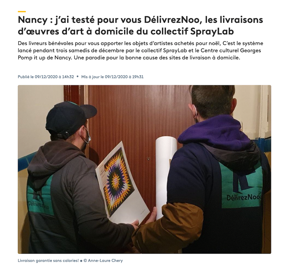 article France 3 "DelivrezNoo" - 9/12/2020
